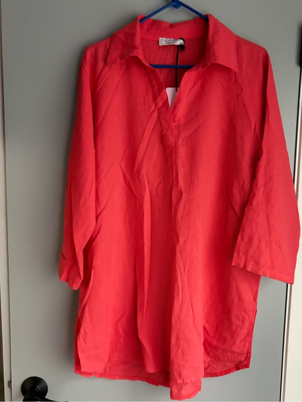 Lightweight Red linen blend Tunic / mini dress